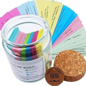 Inspirational Bible Verse Jar with Multicolor Strips